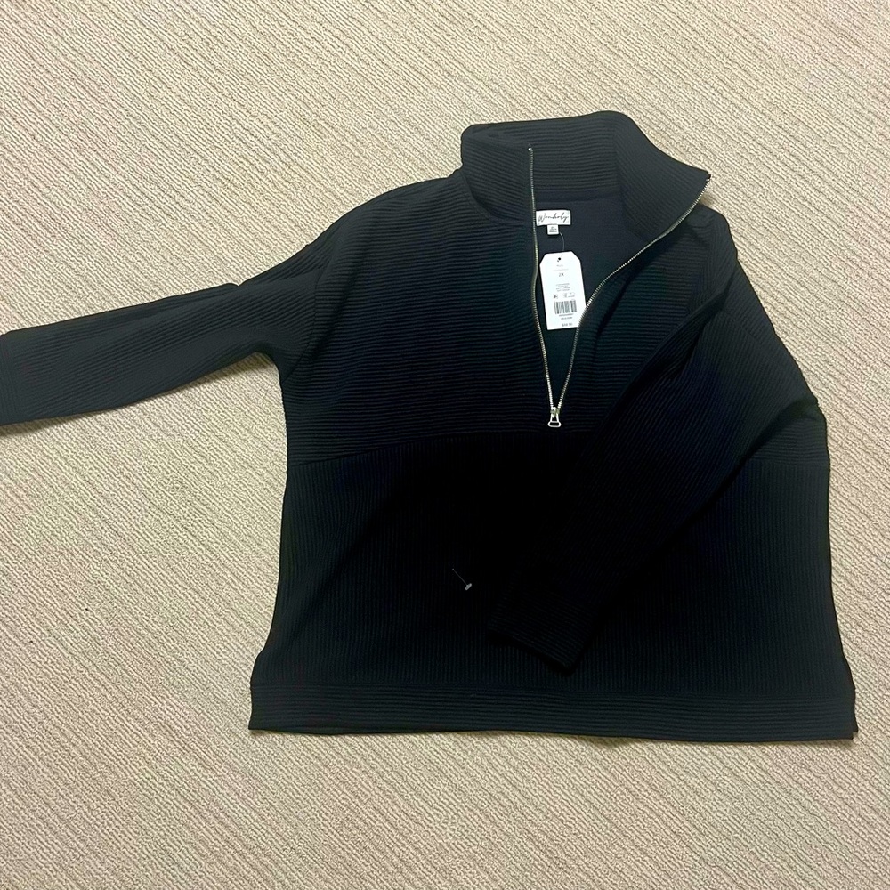 Wonderly Ribbed Half Zip Women’s 2X black